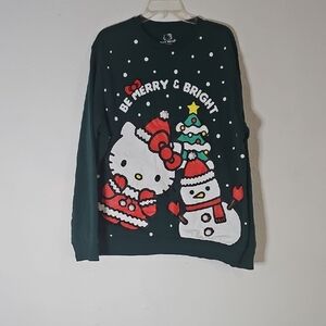 Hello Kitty Green Holiday Sweatshirt SZ XL Green Red White
